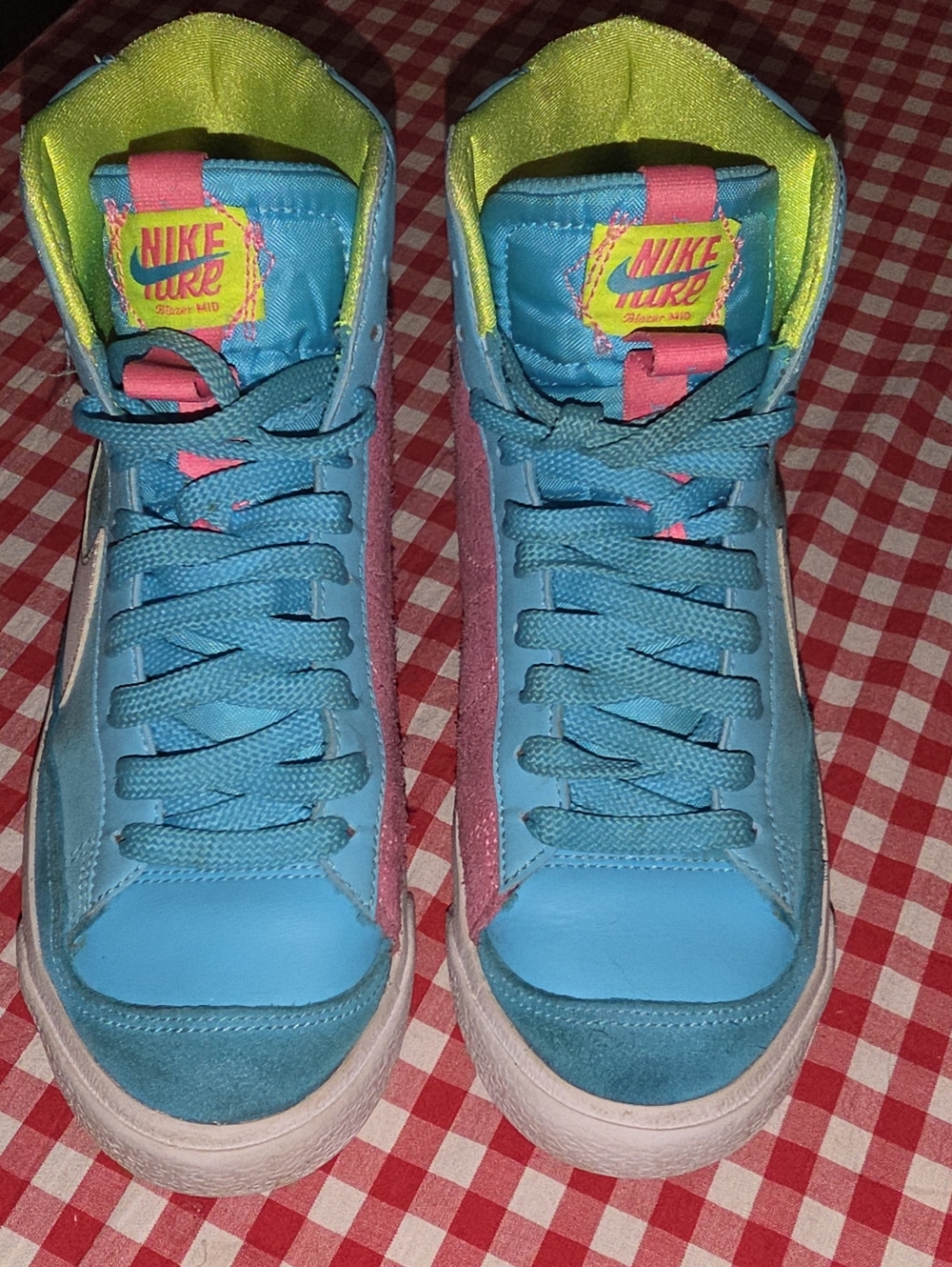 Nike Blazer Mid '77 Kids Youth Size 6 Blue Pink Suede High Top Sneakers